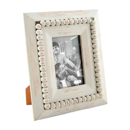 Small Gray Bead Wood Frame - The Silver Dahlia