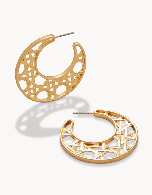 Cane Hoop Earrings Gold