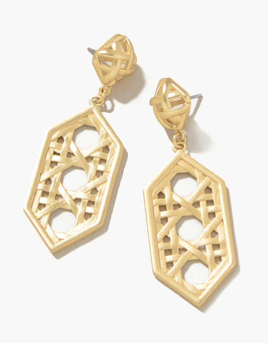 Cane Drop Earrings Gold