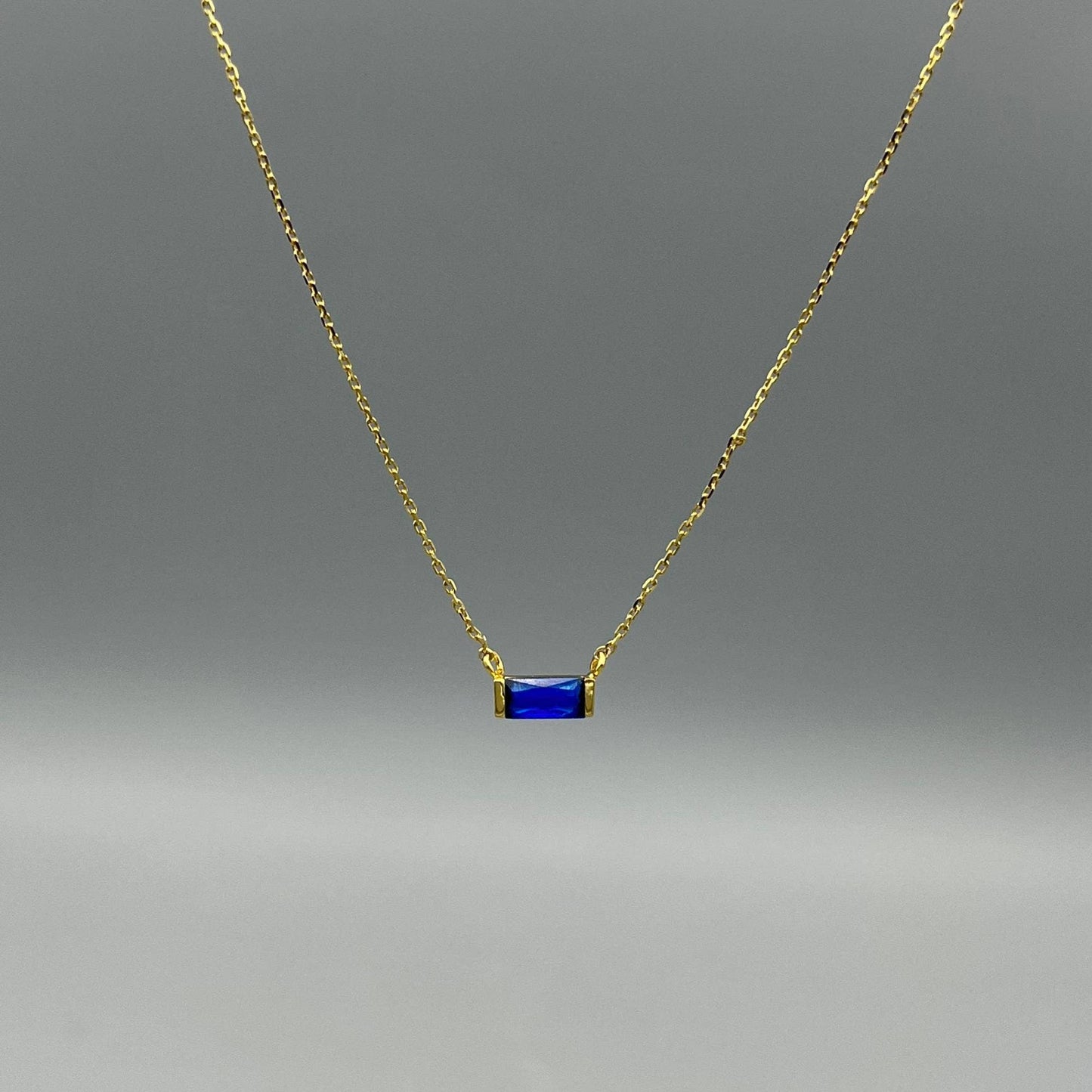 Baguette Birthstone Necklaces in Gold