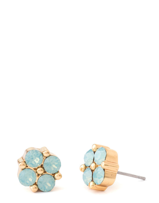 Clover Gem Stud Earrings Seafoam