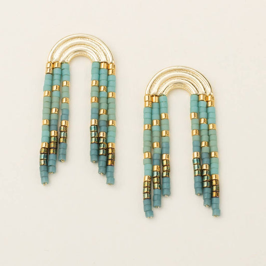 Chromacolor Miyuki Rainbow Fringe Earring - Turquoise/Mint/G