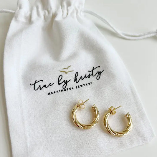 Kaylee Twist Hoops Earrings Gold Filled