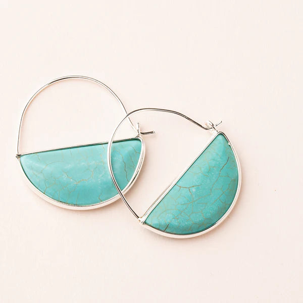 STONE PRISM HOOP EARRING -  TURQUOISE/SILVER