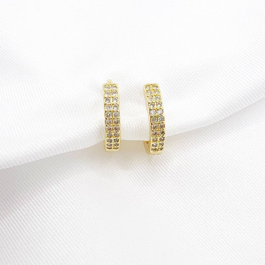 Sparkle Pave Huggie Hoops Earrings Gold Filled