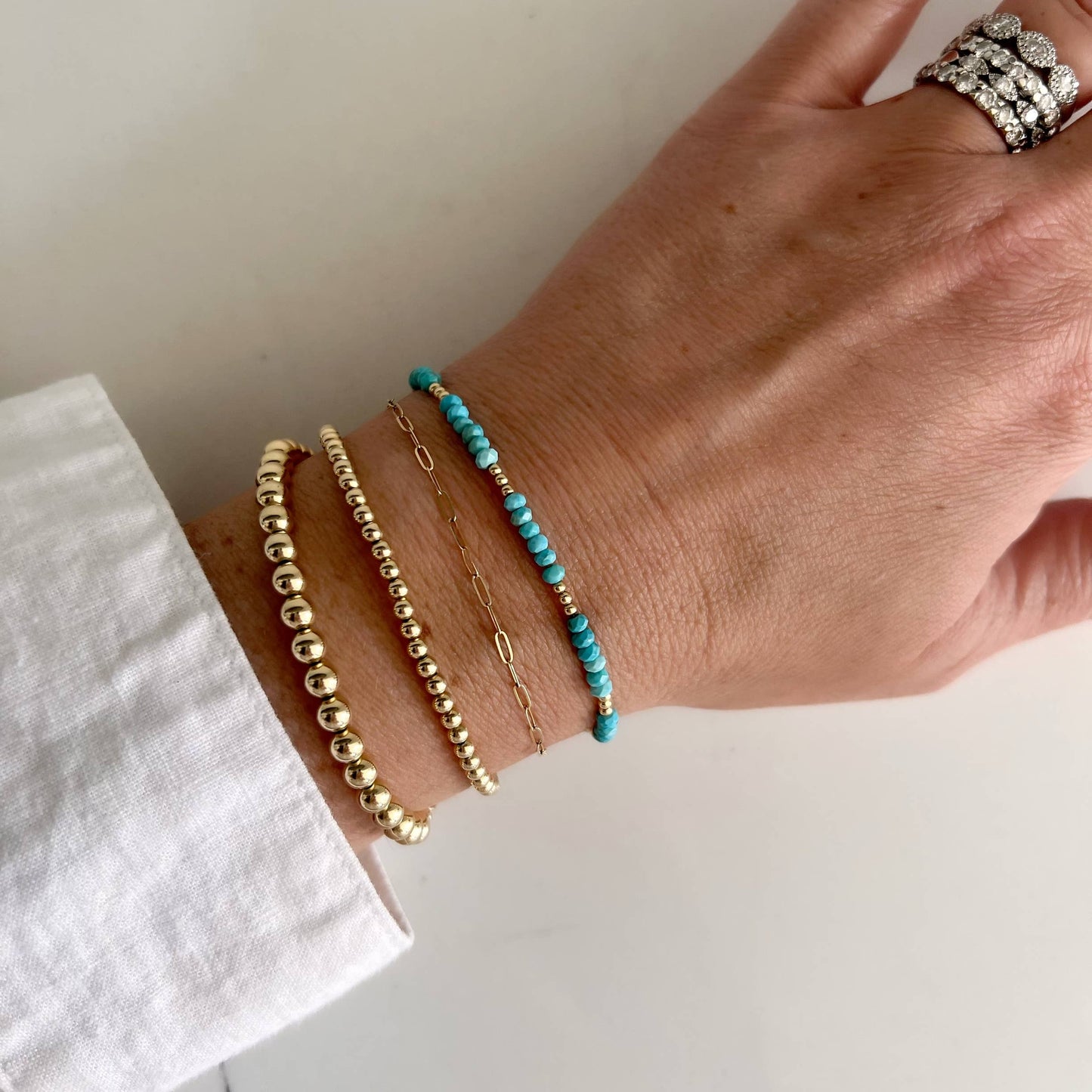 Free Spirit Dainty Turquoise Beaded Gold Filled Bracelet