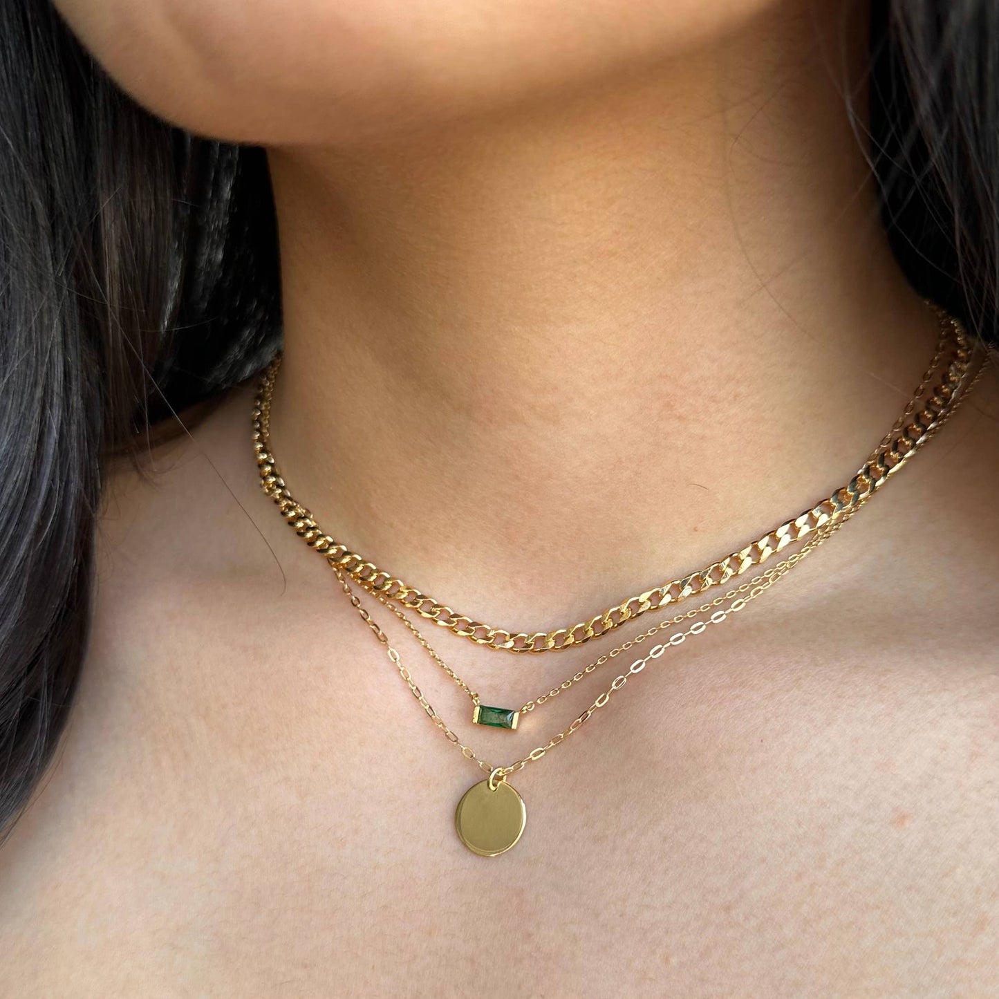 Baguette Birthstone Necklaces in Gold