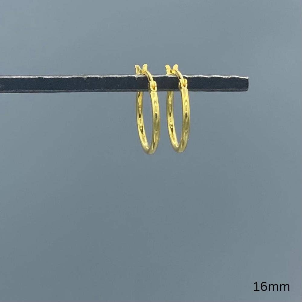 1.5mm Gold French Lock Tube Hoops