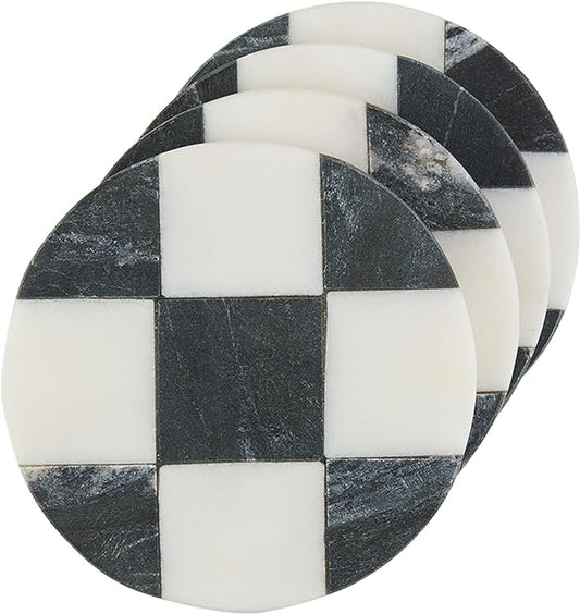 Round Checkered Coaster Set