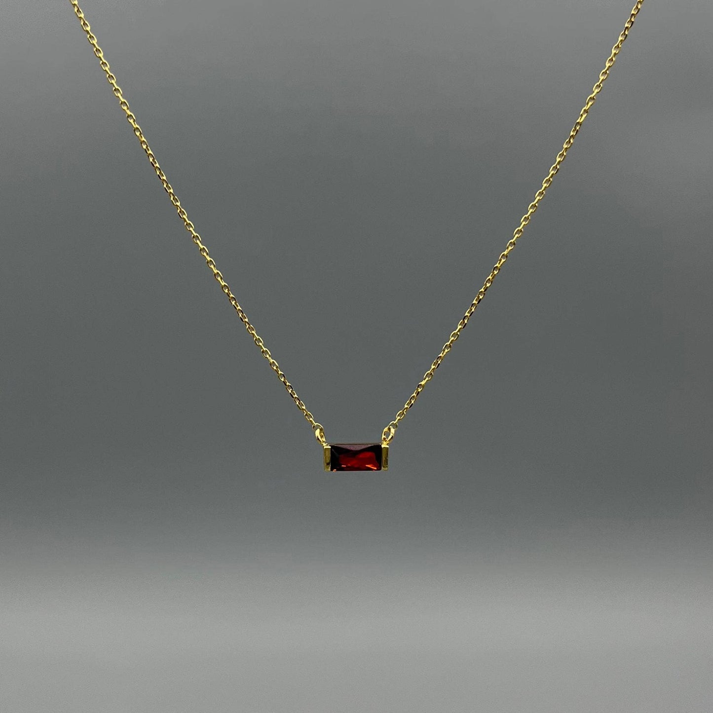 Baguette Birthstone Necklaces in Gold