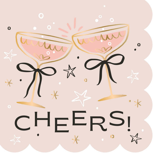 Holiday Cocktail Napkins | Cheers Bows - Foil - 20ct