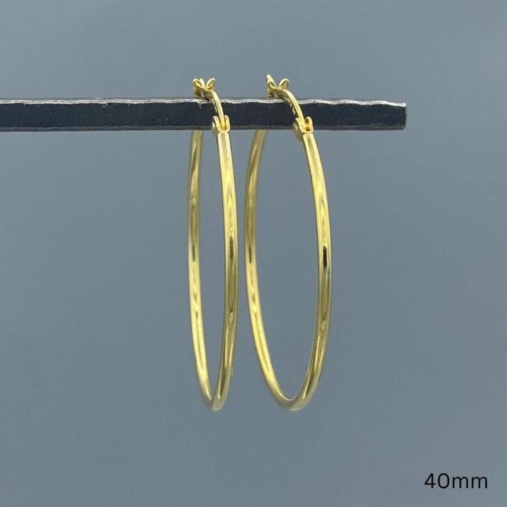 1.5mm Gold French Lock Tube Hoops