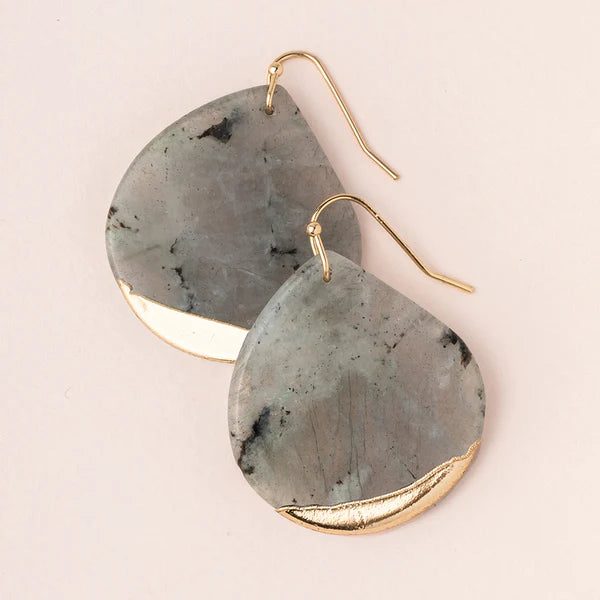 STONE DIPPED TEARDROP EARRINGS