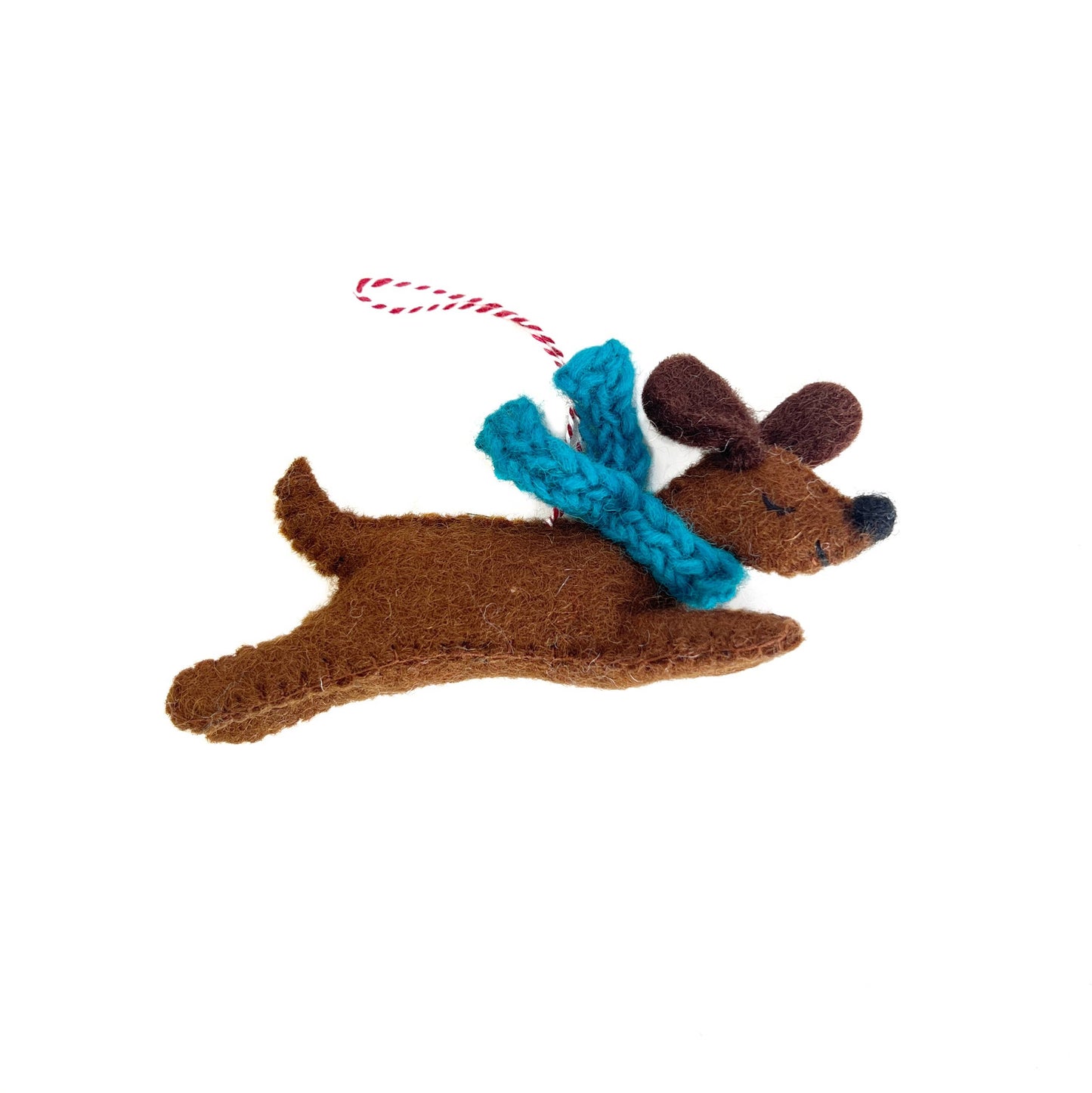 Dog Jumping Felt Wool Christmas Ornament 