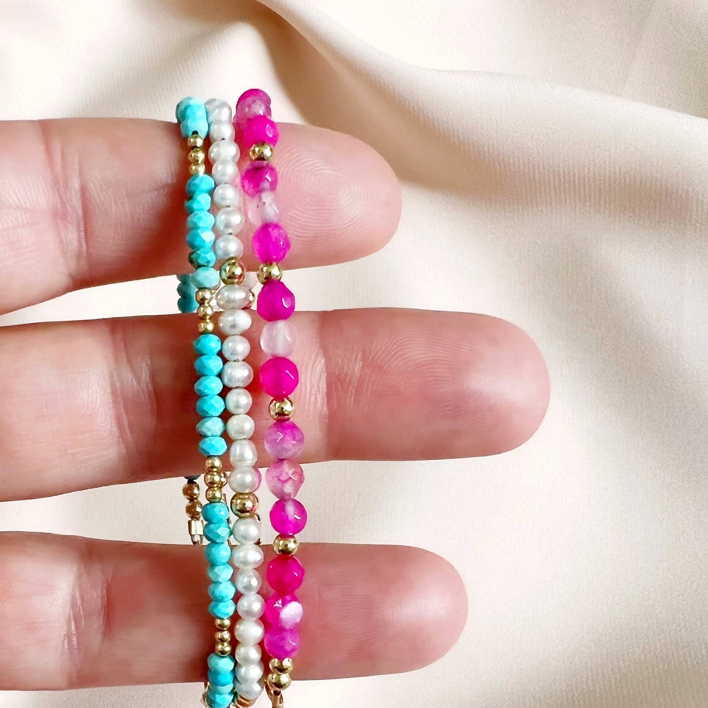 Free Spirit Dainty Turquoise Beaded Gold Filled Bracelet