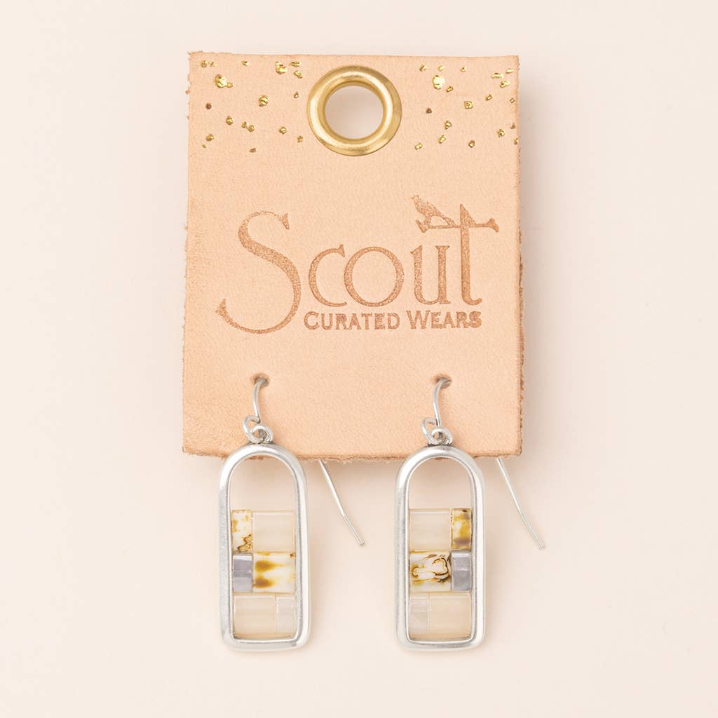 Good Karma Miyuki Frame Earring - Ivory/Silver