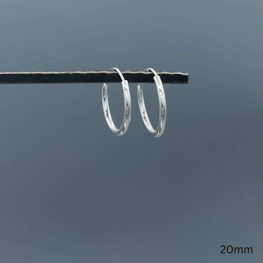 2mm Silver Endless Hoop Earrings