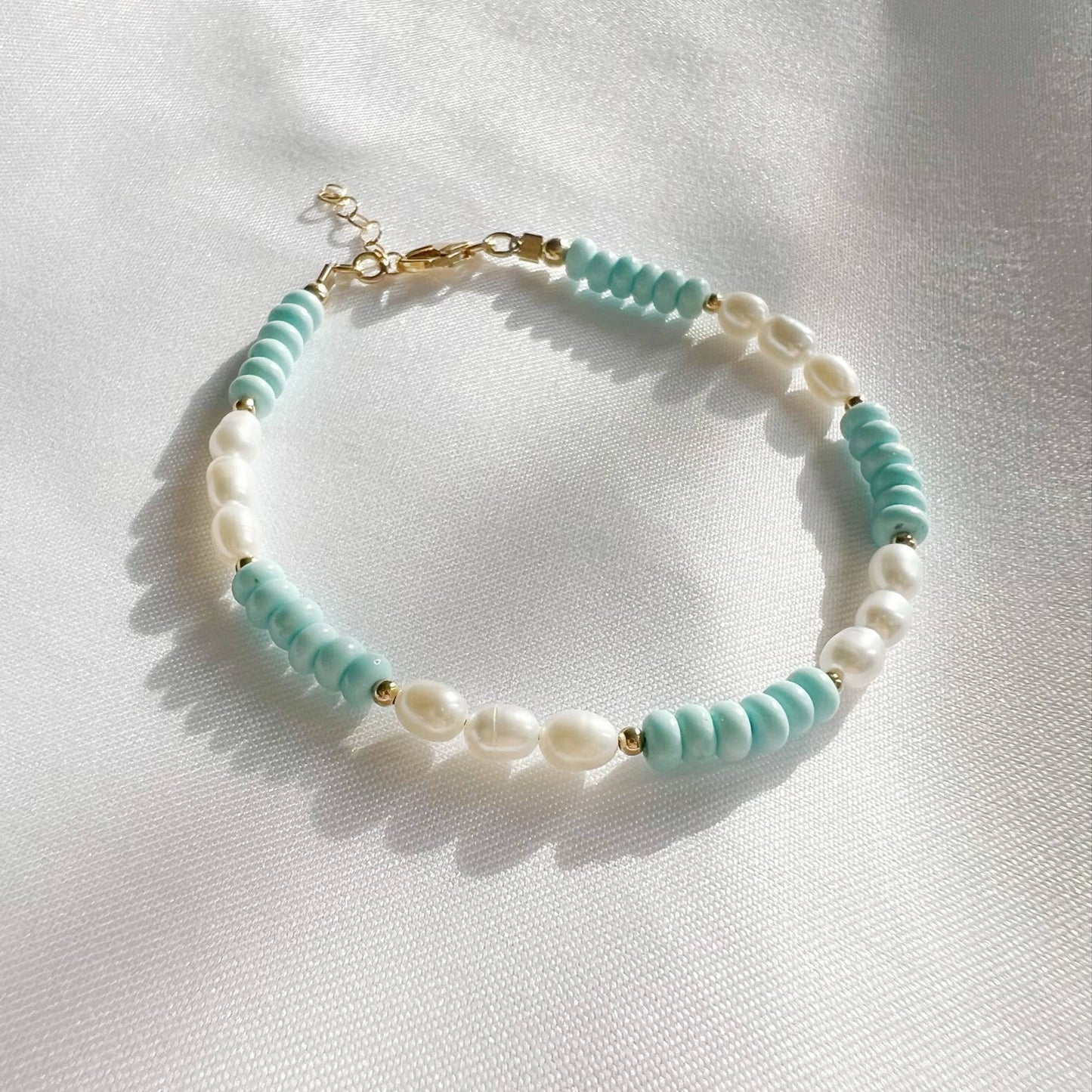 East Coast Turquoise Pearl Beaded Gold Filled Bracelet