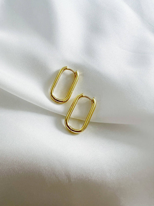 Kamryn Oblong Oval Hoops Earrings Gold Filled