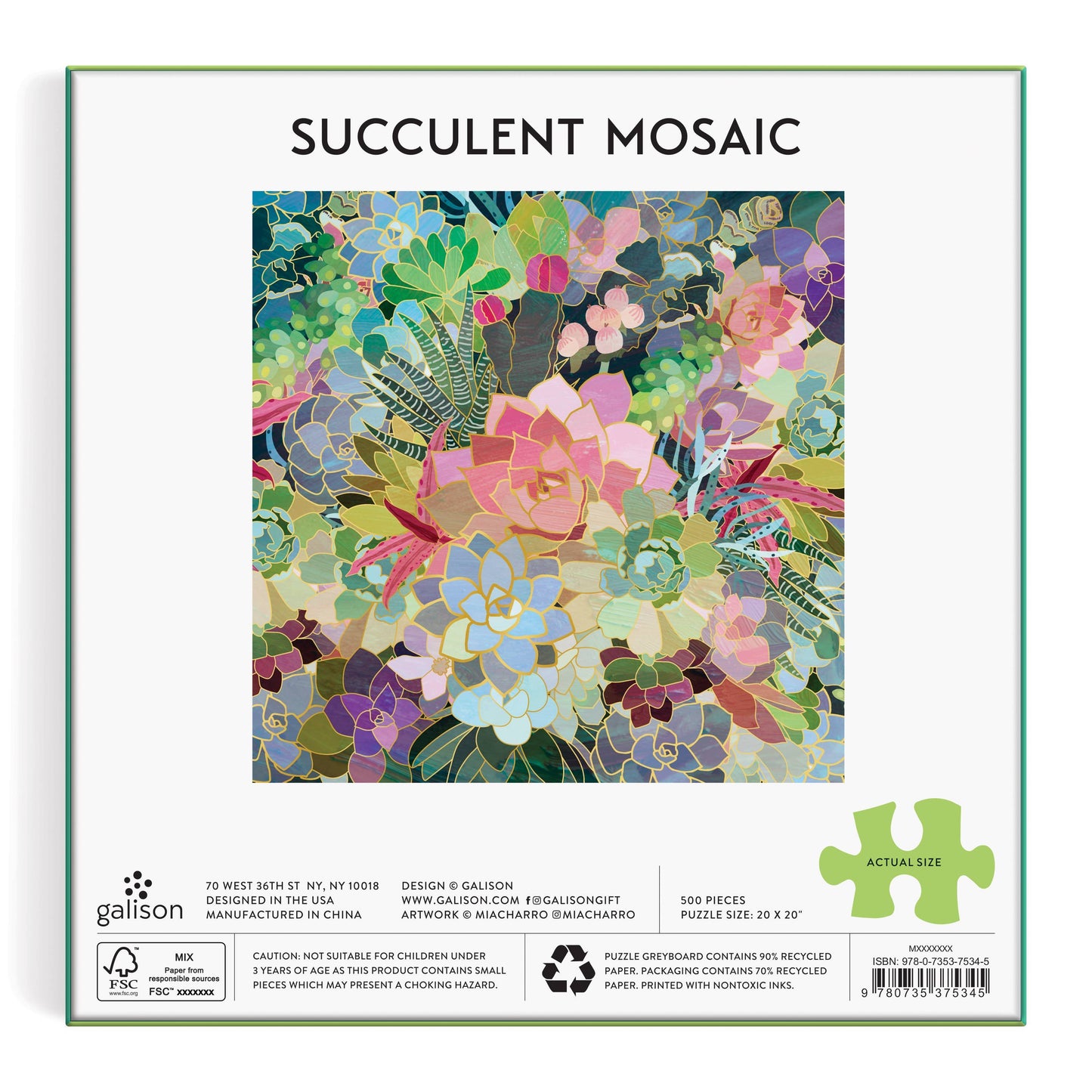 Succulent Mosaic 500 Piece Foil Puzzle