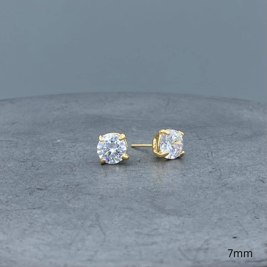 Gold Round CZ Studs