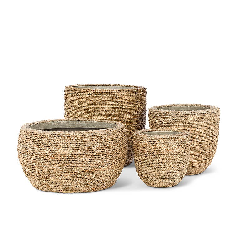 Sm Seagrass Covered Planter-6"D