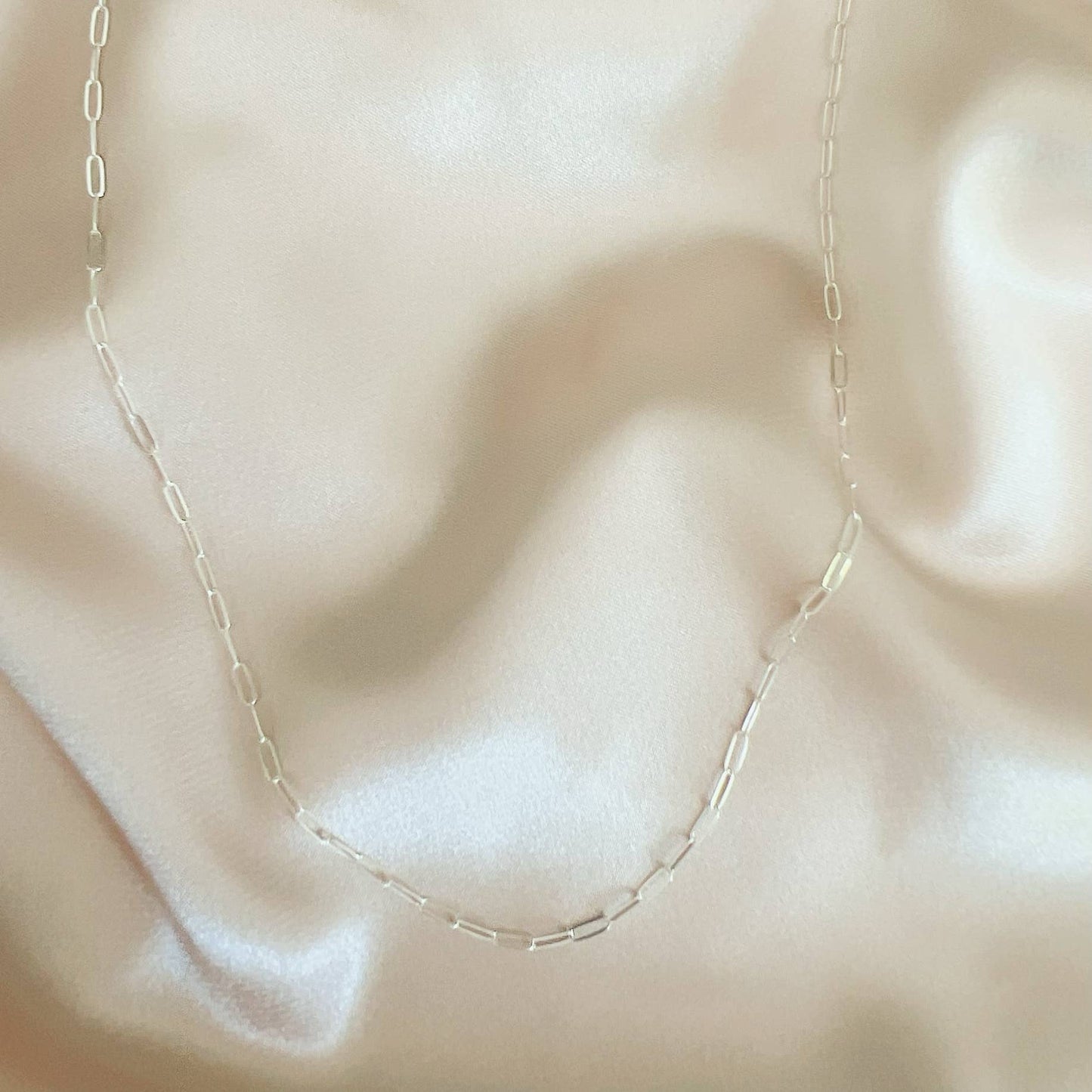 Rose Dainty Paperclip Chain Necklace Sterling Silver