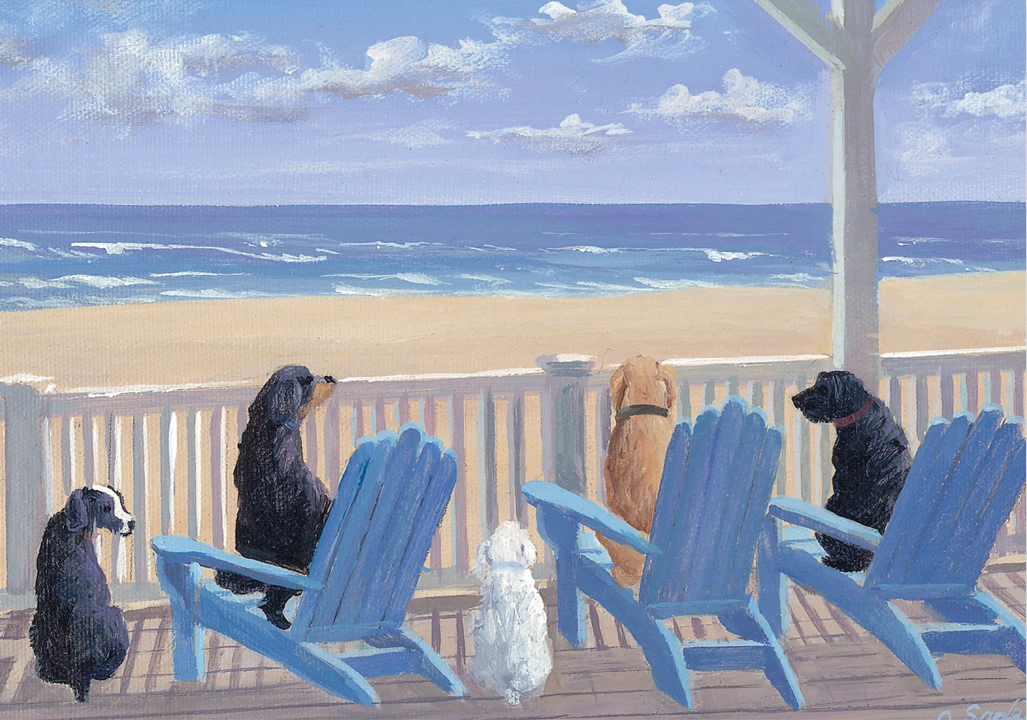 Dogs in Deck Chairs Note Cards - The Silver Dahlia