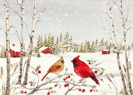 Cardinals in Winter Deluxe Boxed Cards