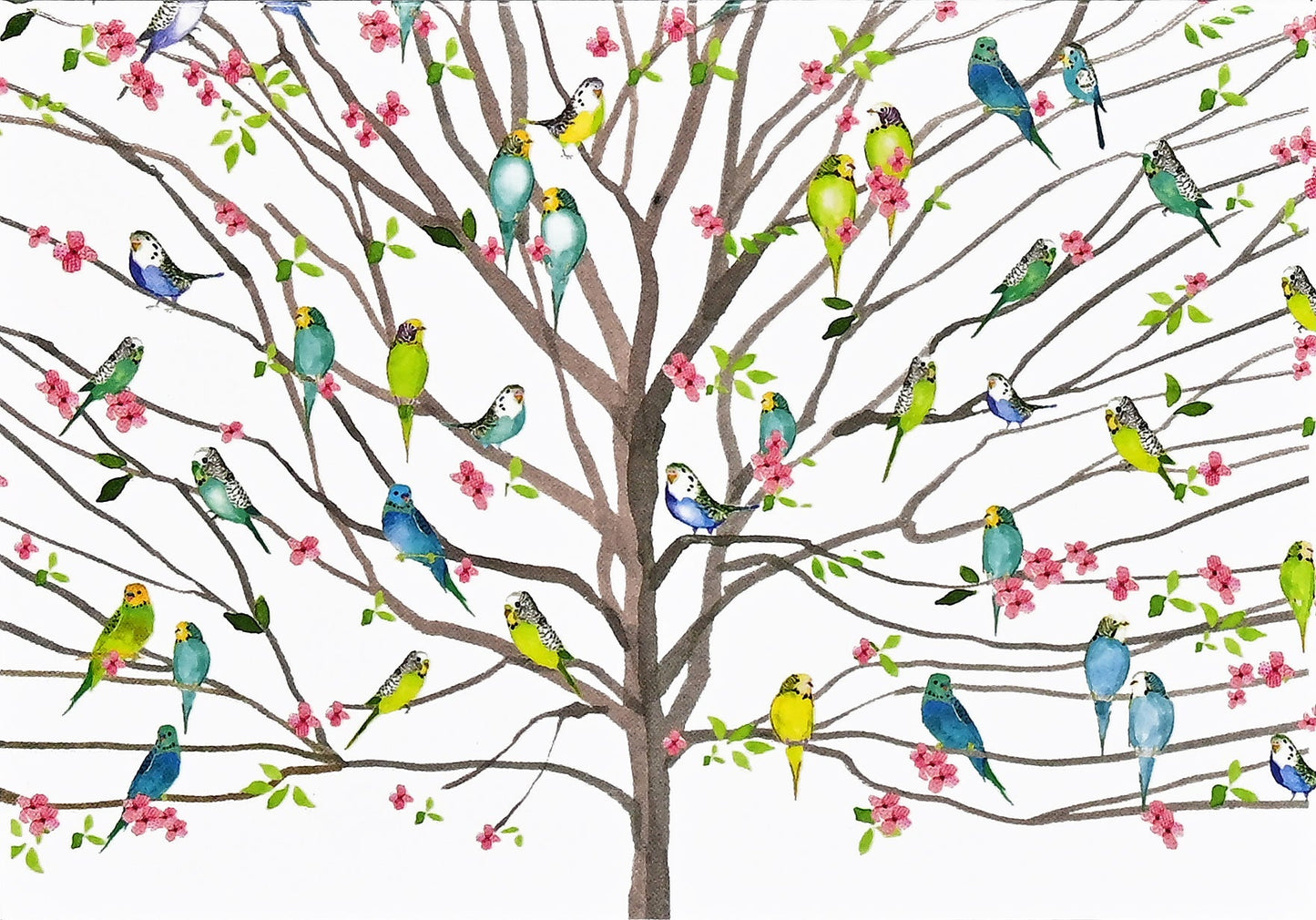 Note Card Tree Of Budgies