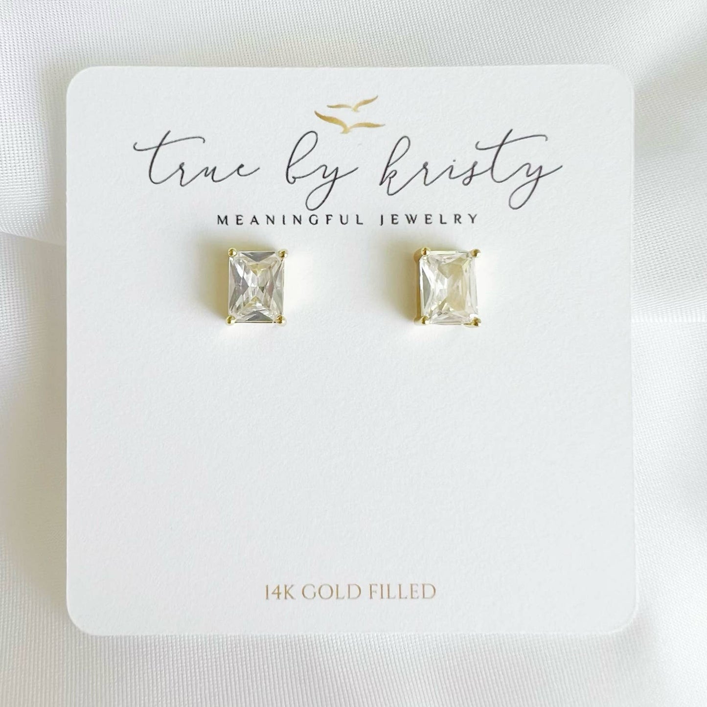 Goldie CZ Diamond Studs Earrings Gold Filled