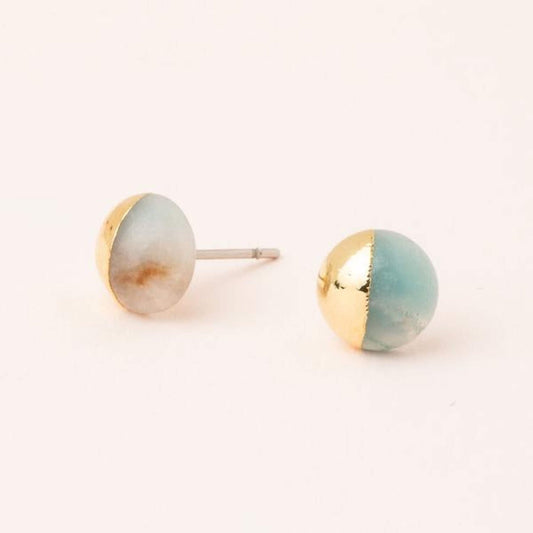 DIPPED STONE STUD EARRING - AMAZONITE