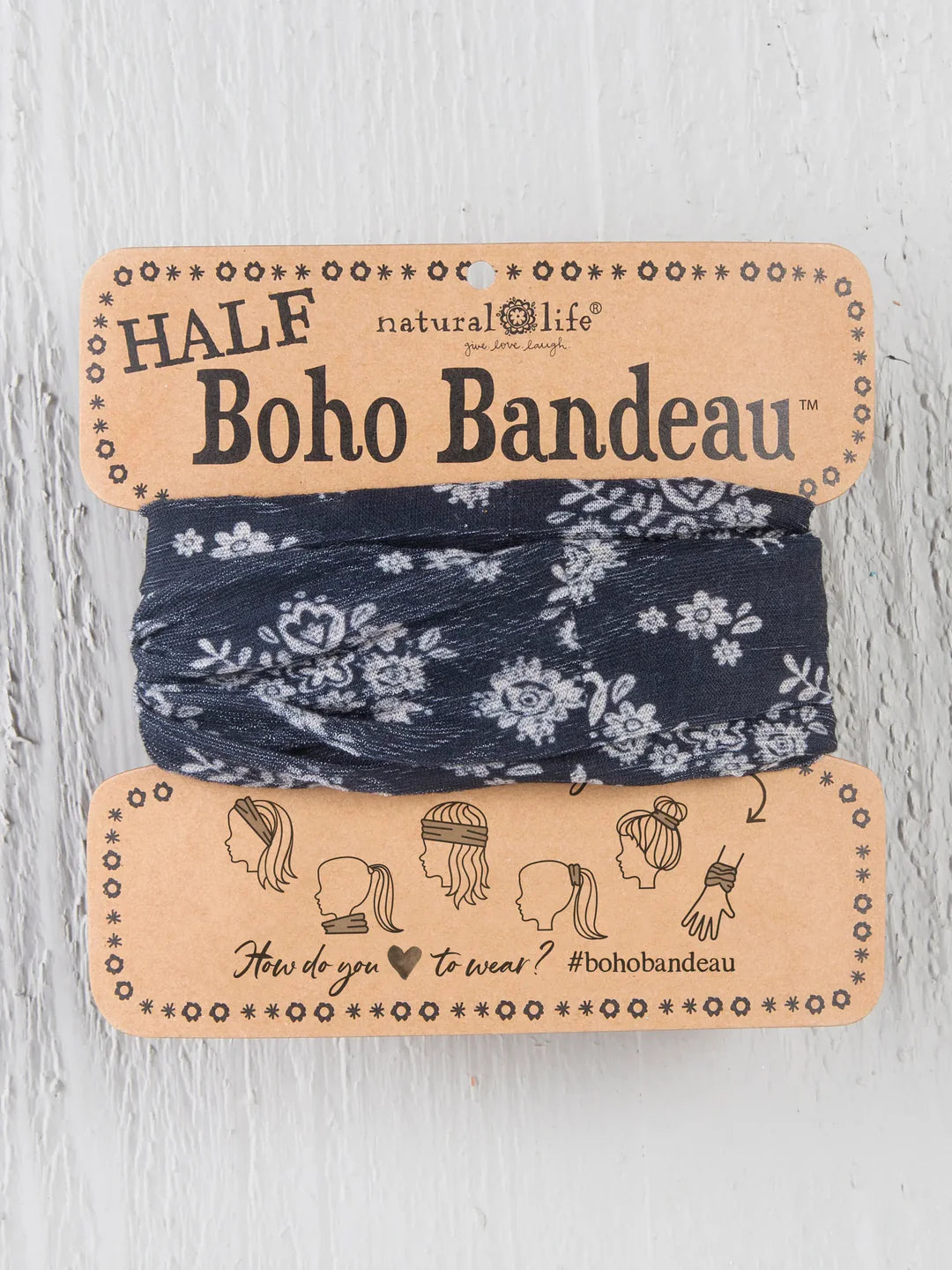 Half Boho Black w/ Cream Flower