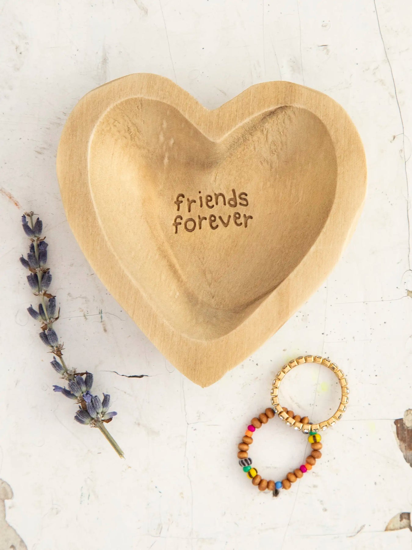 Wooden Heart Dishes Friends Forever