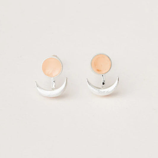 STONE MOON PHASE EAR JACKET - SUNSTONE/SILVER