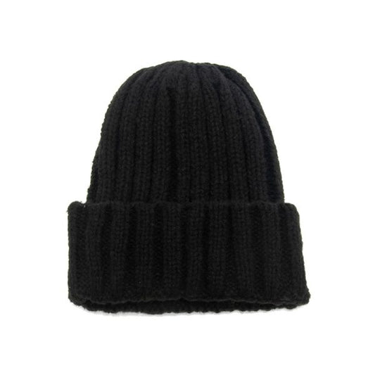 Black Thick Ribbed Beanie