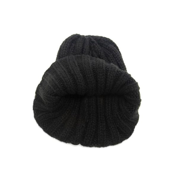 Black Thick Ribbed Beanie