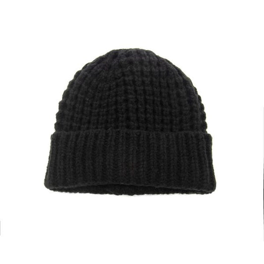 Black Waffle Rib Beanie