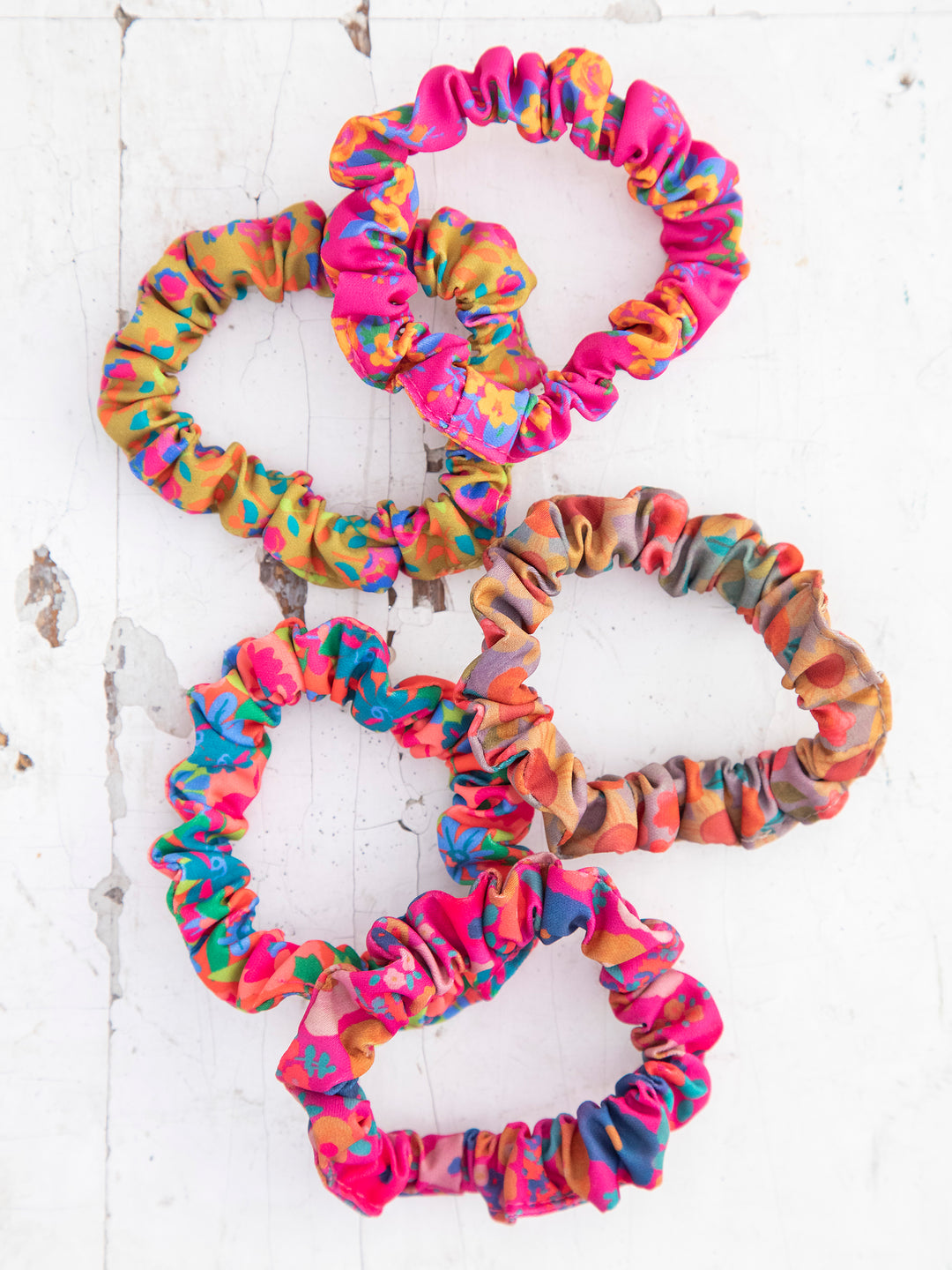 Mixed Scrunchies S/5 Pink Flora