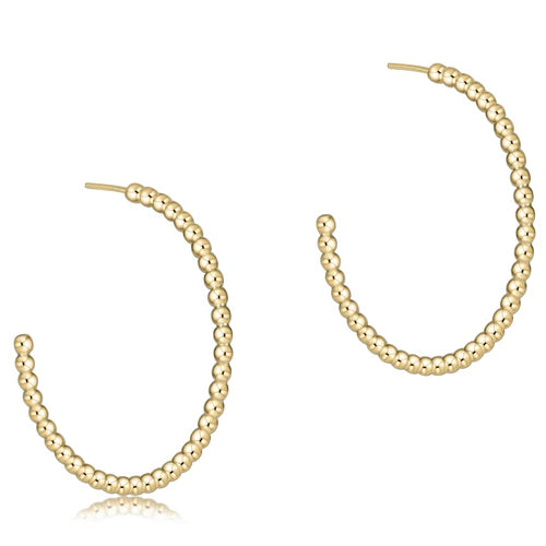 Beaded Classic 1.25" Gold Post Hoop- 2mm Gold