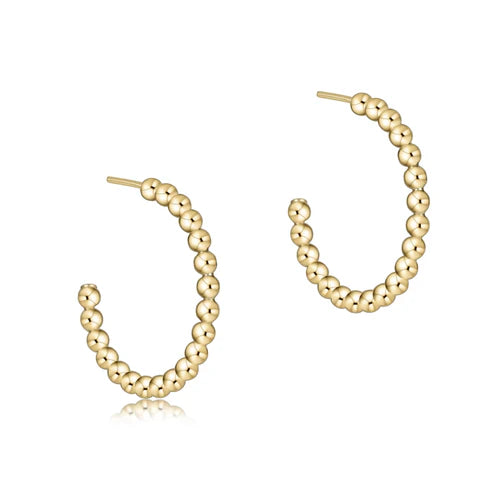 Beaded Classic 1" Post Hoop - 2mm  Gold