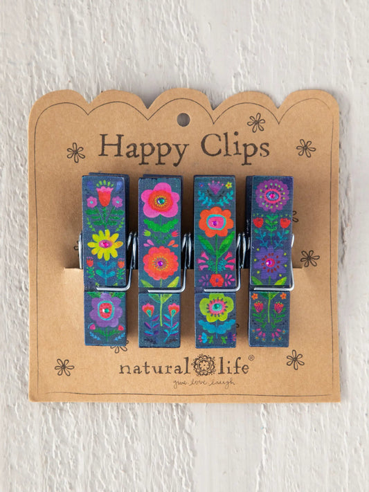 Happy Clips Navy Folk Flower