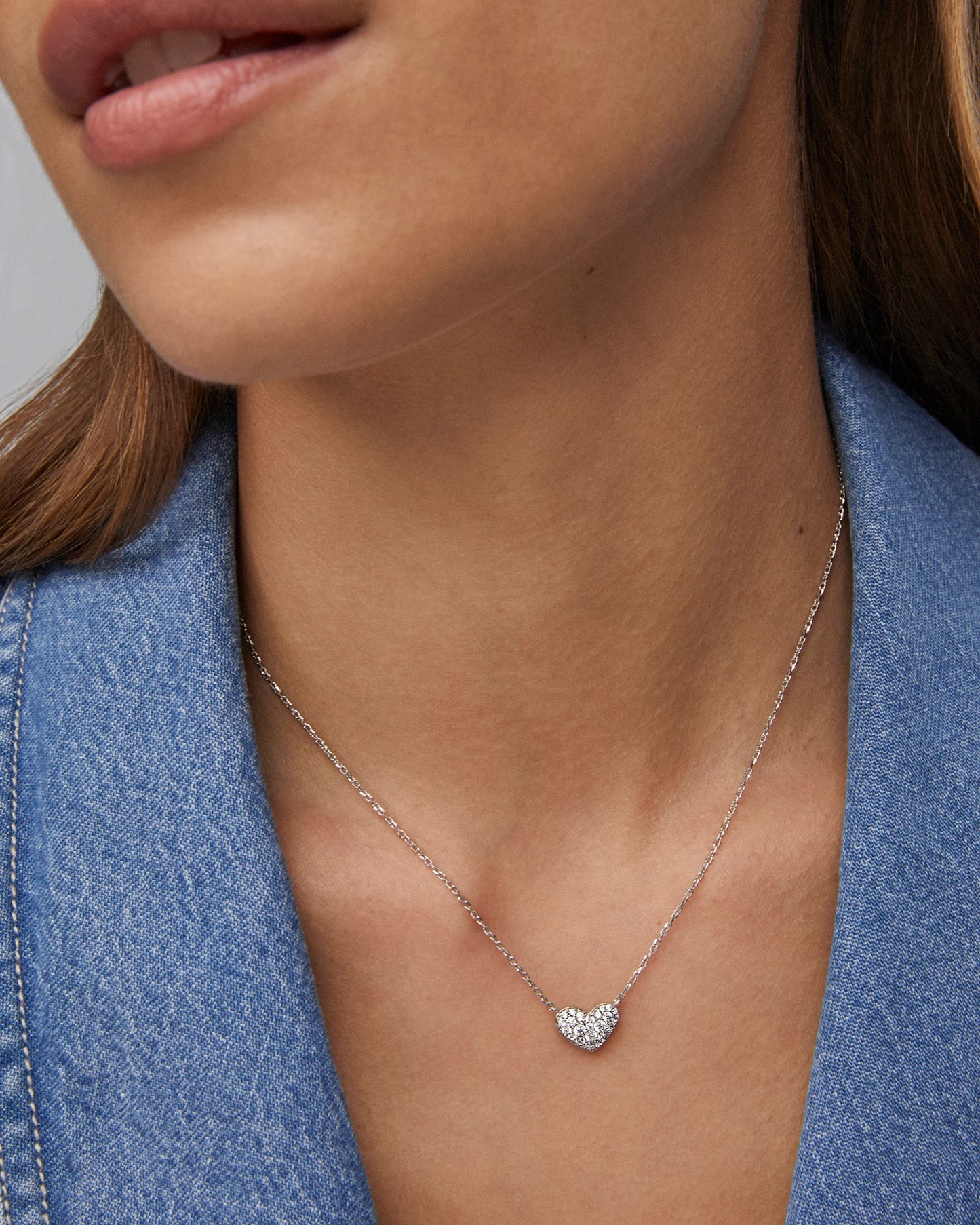 Ari Pave Crystal Heart Necklace