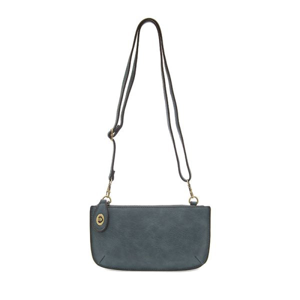 Washed Denim Mini Crossbody Wristlet Clutch