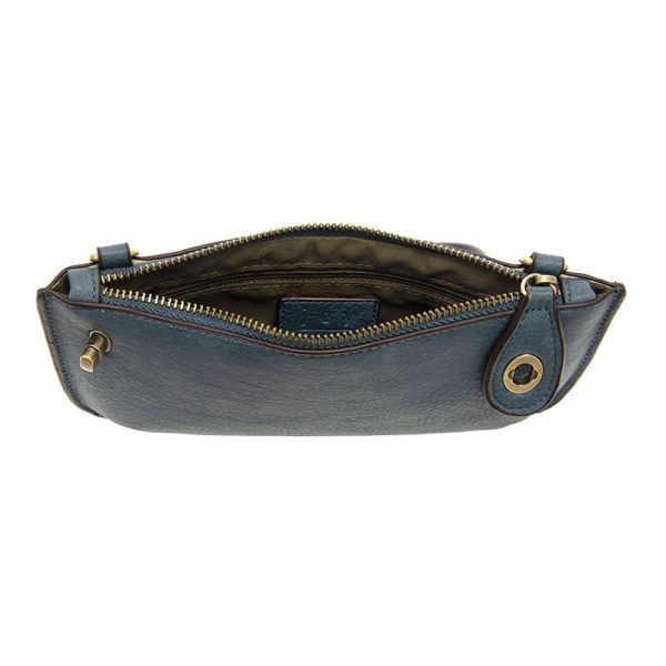 Washed Denim Mini Crossbody Wristlet Clutch