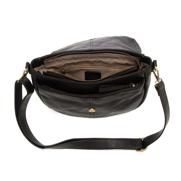 Black Selma Saddle Crossbody Bag