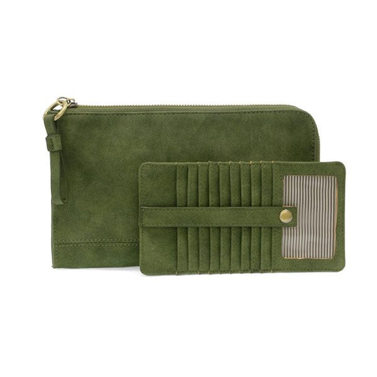 Dark Emerald Faux Suede Karina Convertible Wristlet & Wallet