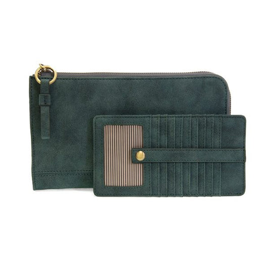 Deep Teal Faux Suede Karina Convertible Wristlet & Wallet