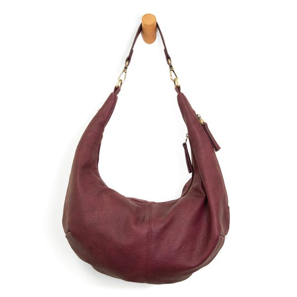 Plum Rhea Slouchy Crescent Shoulder Crossbody Bag