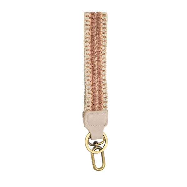 Copper Metallic & Pink Crochet Easy Find Wristlet Keychain